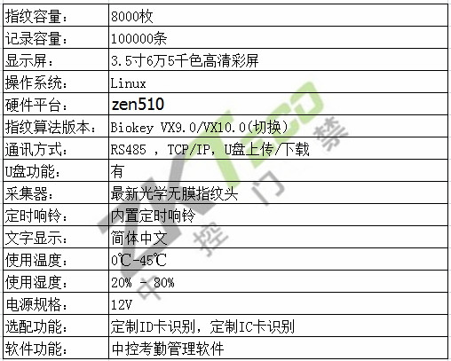 彩屏指紋考勤機